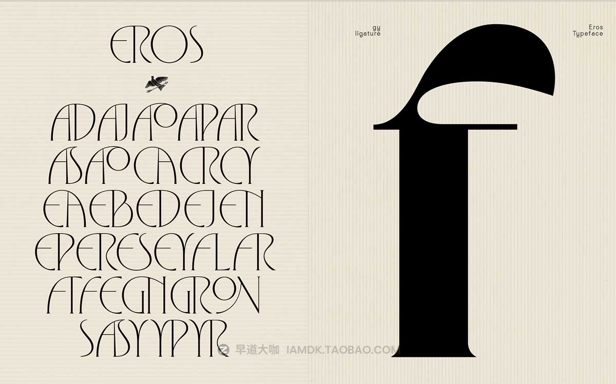 现代时尚优雅逆反差标题Logo设计PSPROCREATE衬线英文字体安装包 Eros Font Family_img_1