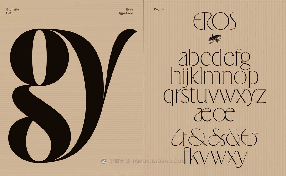 现代时尚优雅逆反差标题Logo设计PSPROCREATE衬线英文字体安装包 Eros Font Family_img_1