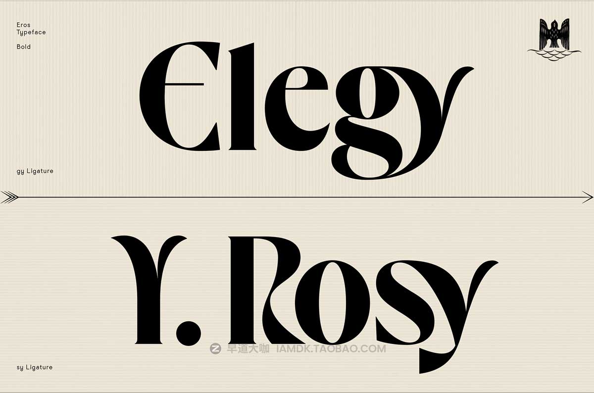 现代时尚优雅逆反差标题Logo设计PSPROCREATE衬线英文字体安装包 Eros Font Family_img_1