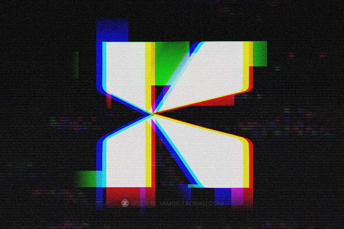 潮流故障扭曲失真毛刺文本Logo标题设计PS特效样机模板素材 Glitch Text Effects_img_1