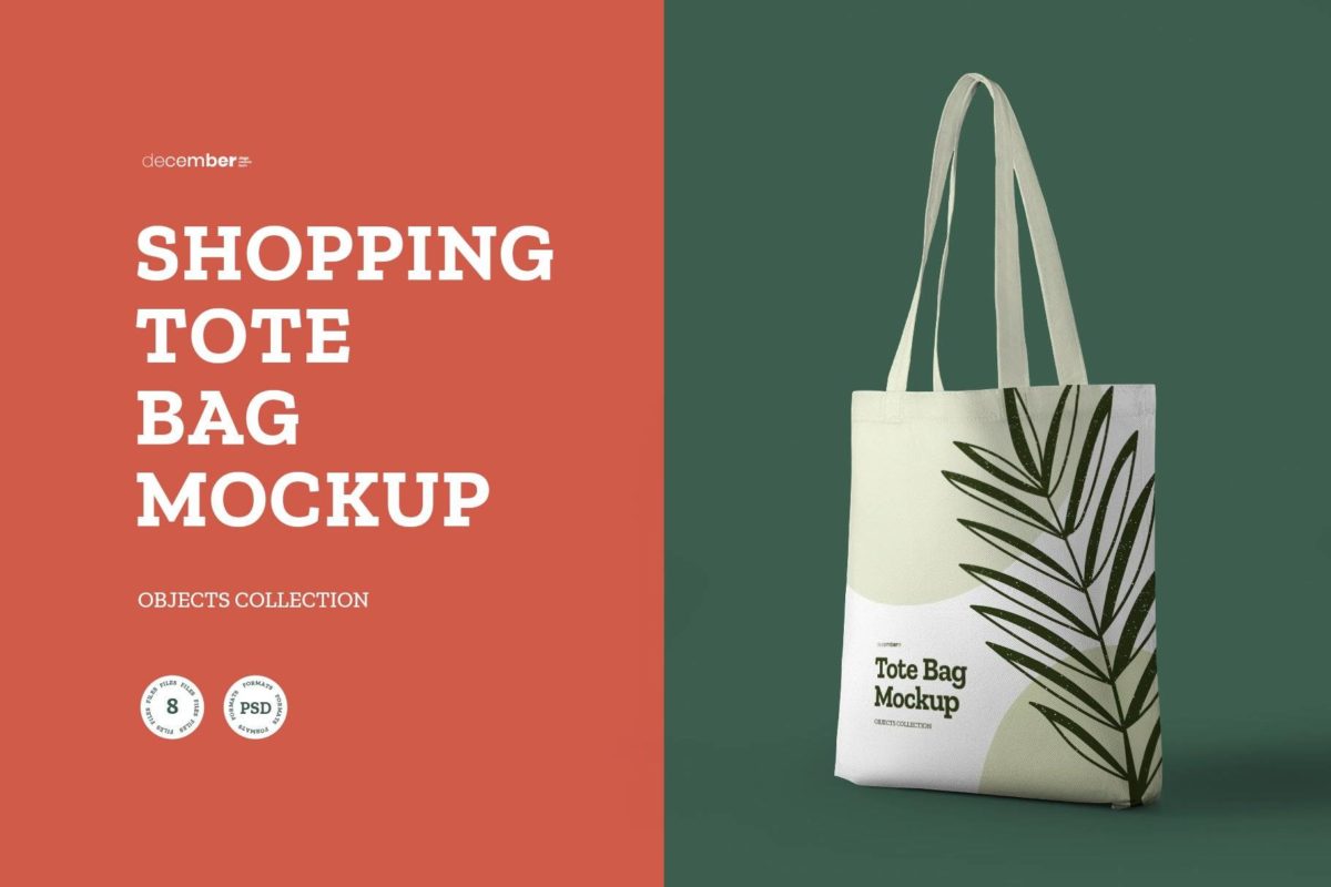 8款时尚手提购物袋无纺布帆布袋设计展示效果图PSD样机模板 8 Shopping Tote Bag Mockups_img_1