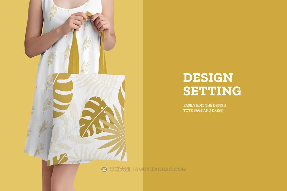 6款逼真女孩手挎无纺布帆布袋印花图案设计PSD样机模板素材 6 Shopping Tote Bag Mockups_img_1