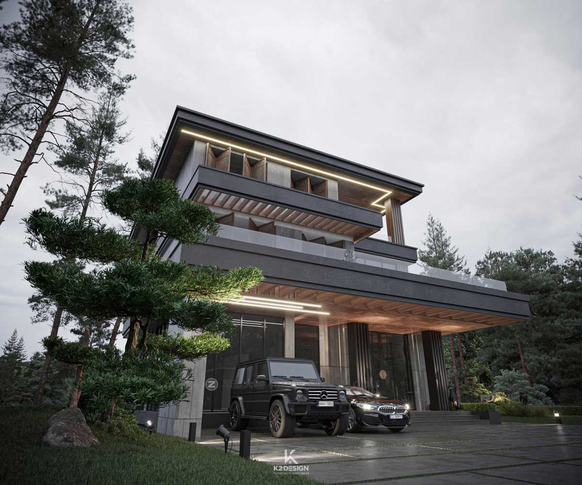 高级野外高档别墅外观室内建筑设计3D模型素材 Villa Exterior Model Download by Long Nguyen_img_1