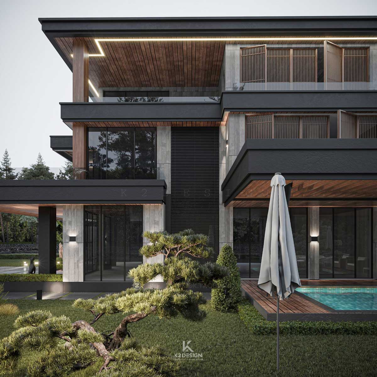 高级野外高档别墅外观室内建筑设计3D模型素材 Villa Exterior Model Download by Long Nguyen_img_1