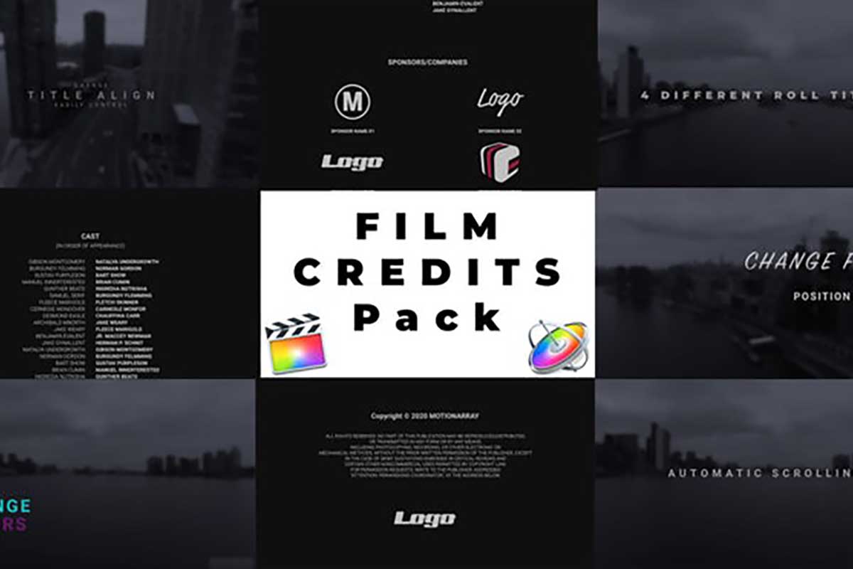 Fcpx插件 电影结束片尾演员表滚动字幕动画预设素材包 Film Credits Pack_img_1