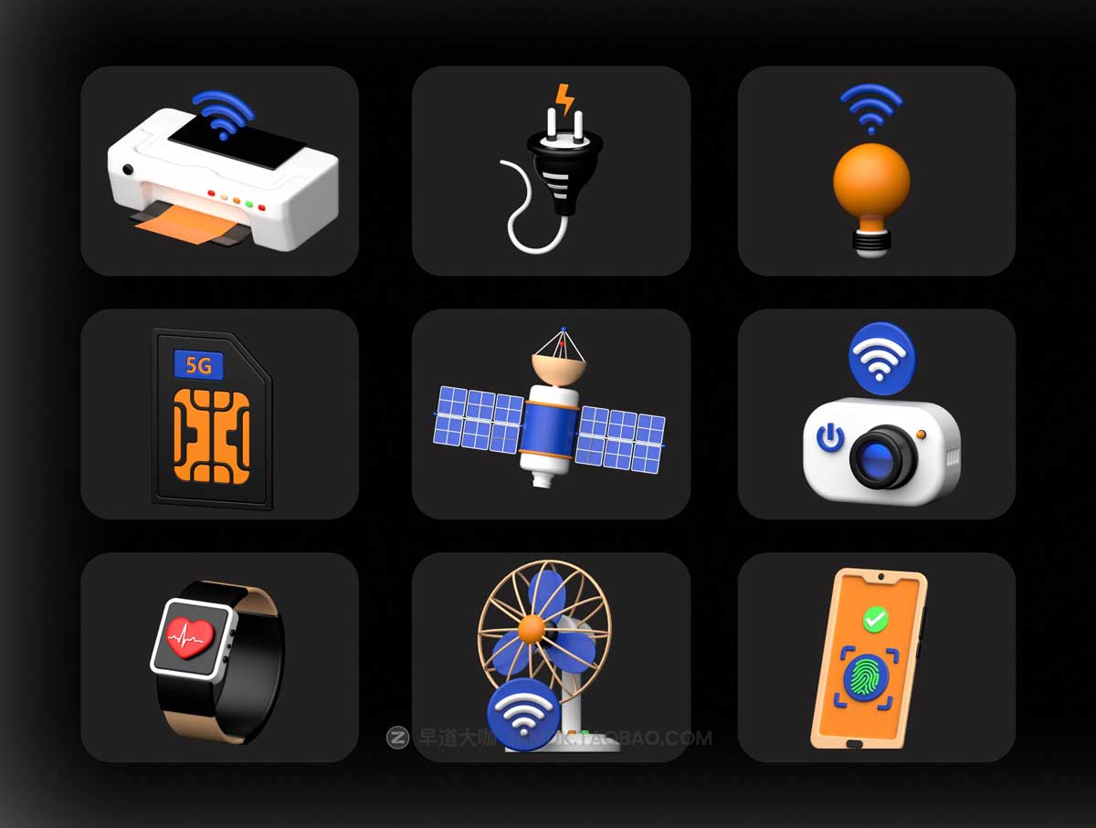 30款高级AI智能信息网络科技3D图标Icons设计素材合集 Technology 3D icons Set_img_1