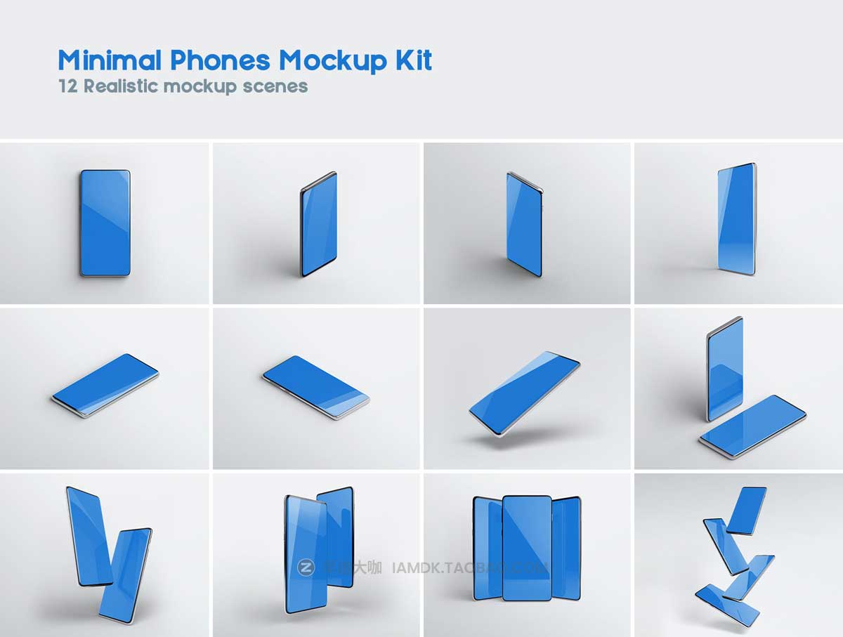 12款5K高清Phone安卓智能手机屏幕演示样机PSD模板 Minimal Phones Mockup Kit_img_1