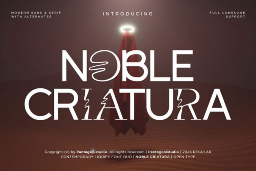 现代时尚标题无衬线创意英伦LOGO复古PSPROCREATE字体包合集 Noble Criatura Font_img_1