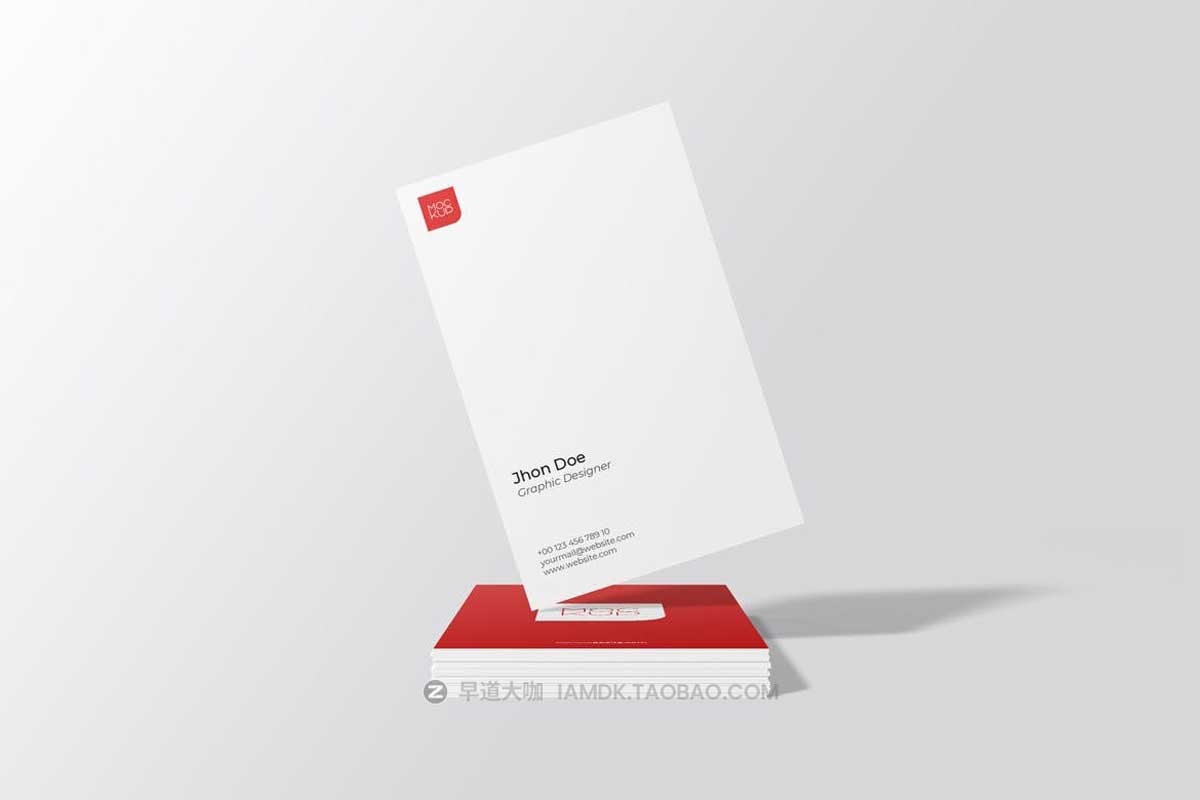 6款时尚简约竖版商务名片卡片设计PS智能贴图样机模板 Portrait Business Card Mockup Front View_img_1