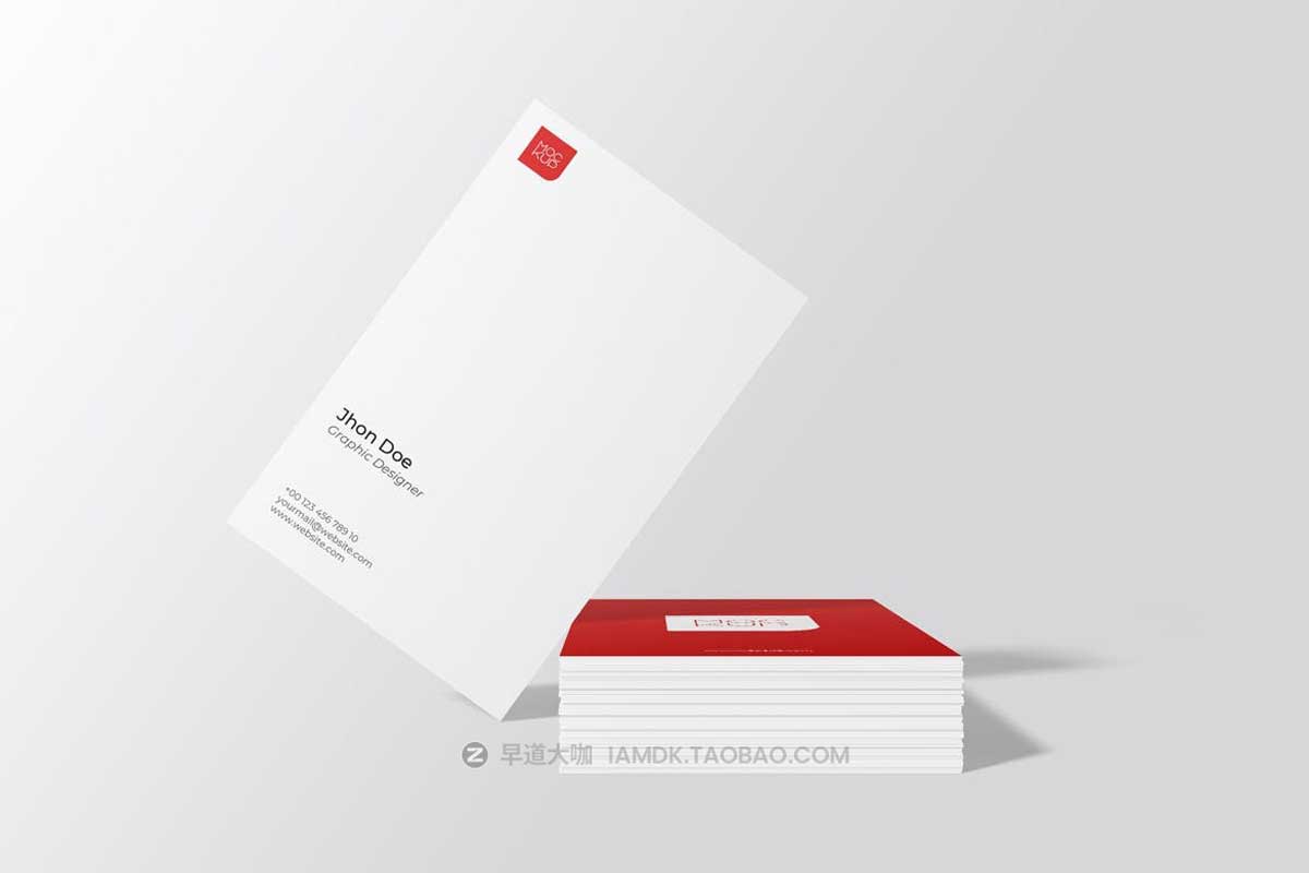6款时尚简约竖版商务名片卡片设计PS智能贴图样机模板 Portrait Business Card Mockup Front View_img_1