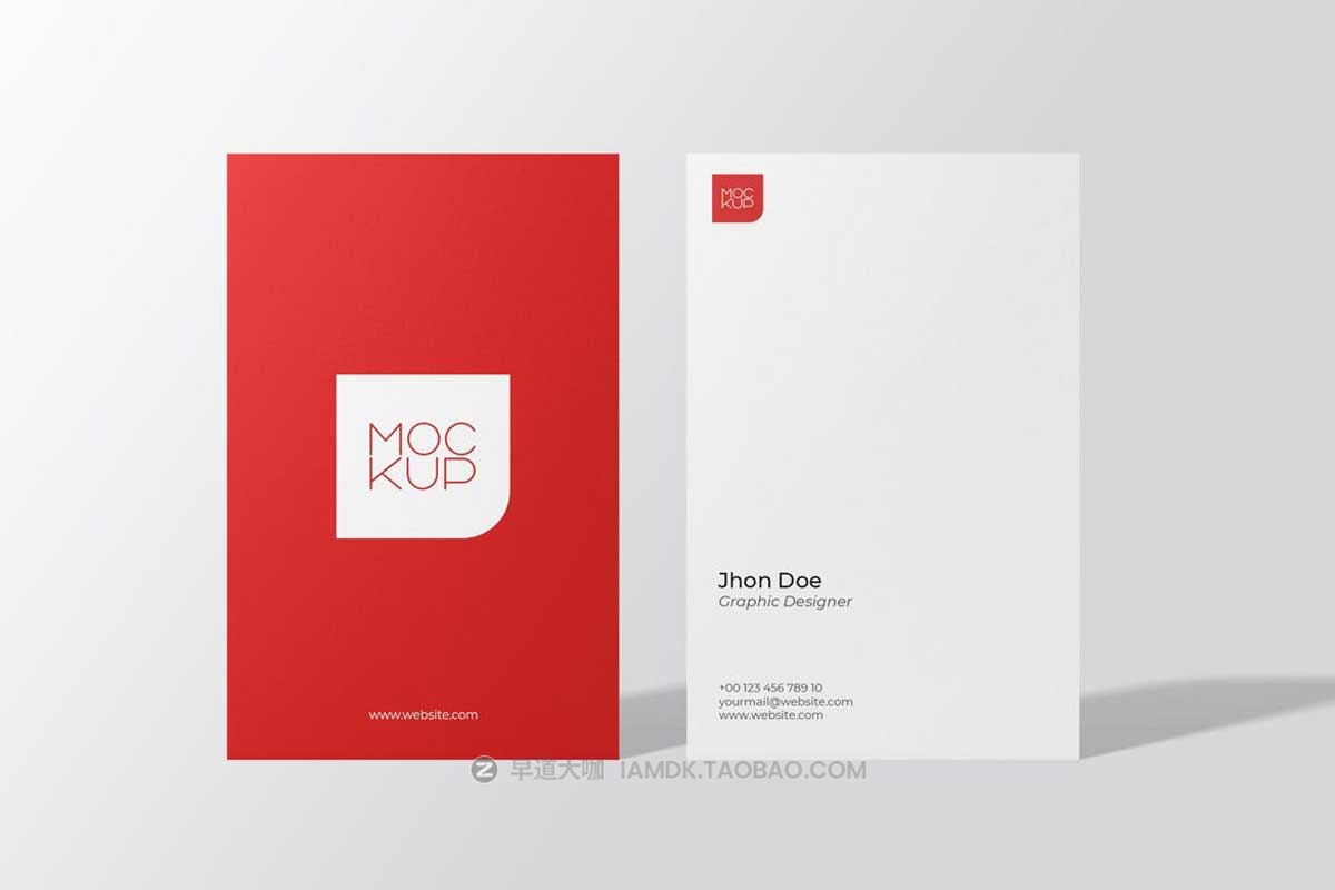6款时尚简约竖版商务名片卡片设计PS智能贴图样机模板 Portrait Business Card Mockup Front View_img_1