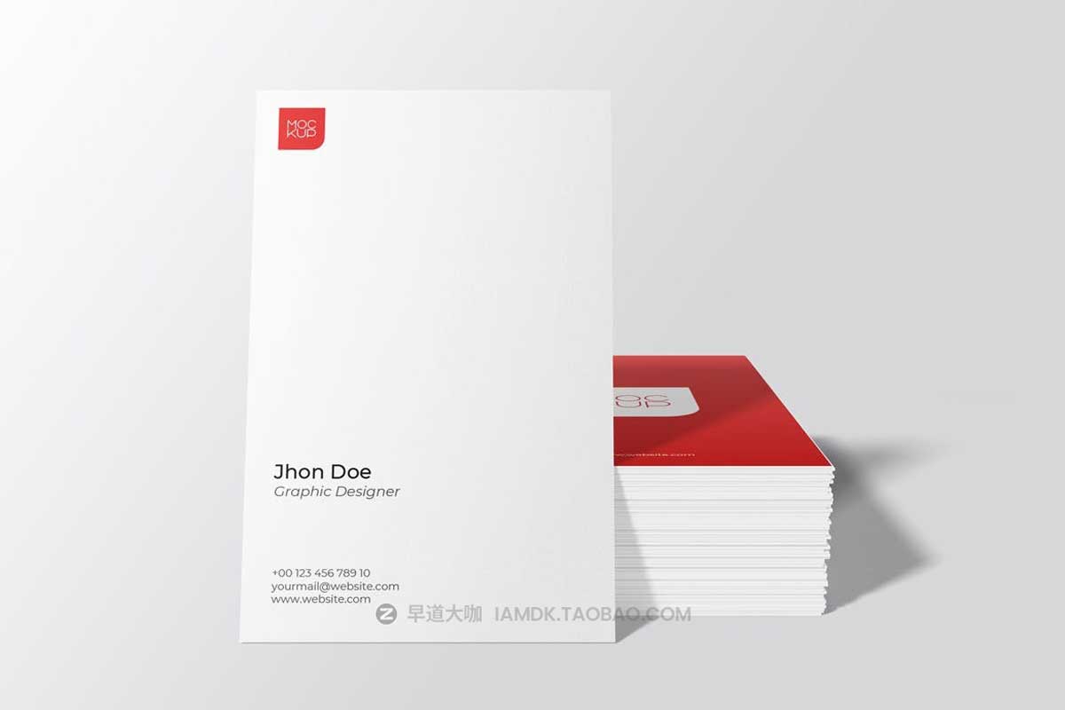 6款时尚简约竖版商务名片卡片设计PS智能贴图样机模板 Portrait Business Card Mockup Front View_img_1