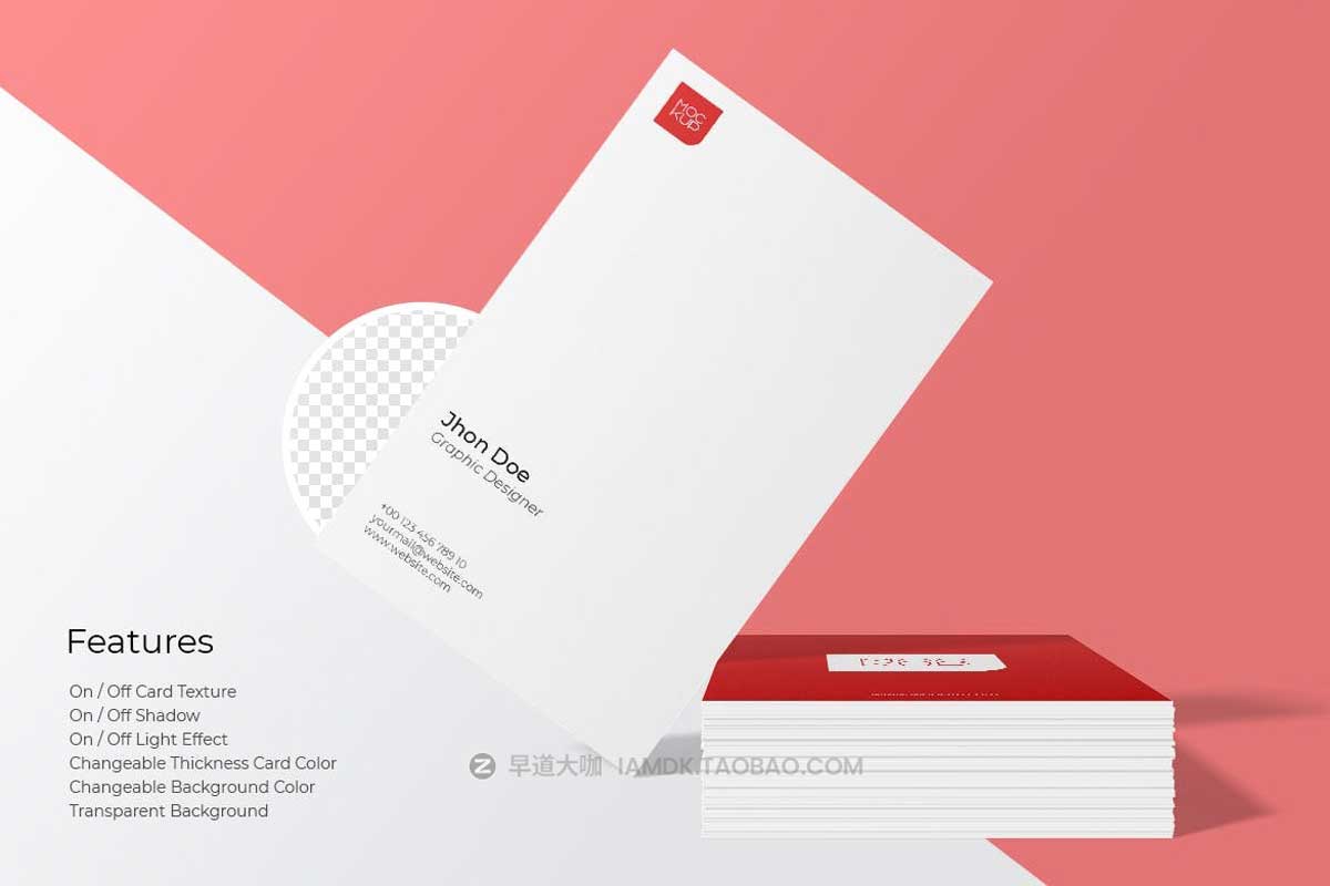 6款时尚简约竖版商务名片卡片设计PS智能贴图样机模板 Portrait Business Card Mockup Front View_img_1