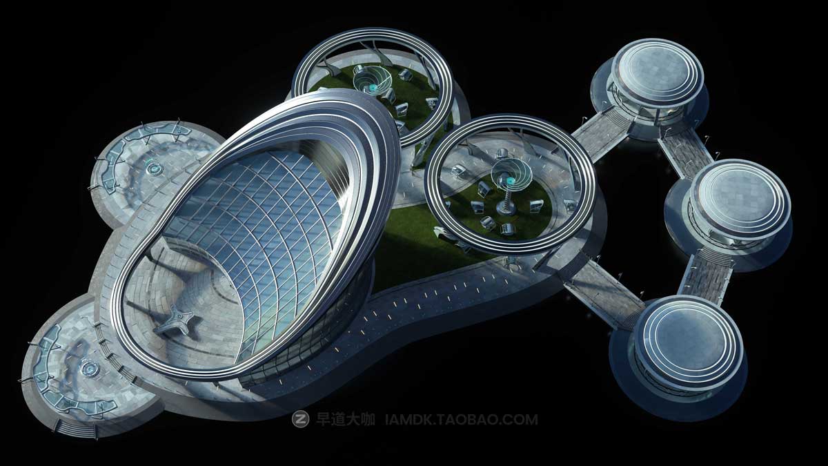 未来科幻楼房建筑城市3D模型 C4D/Blender/MAX/Maya/FBX/OBJ/UE等 KitBash3D - OASIS_img_1