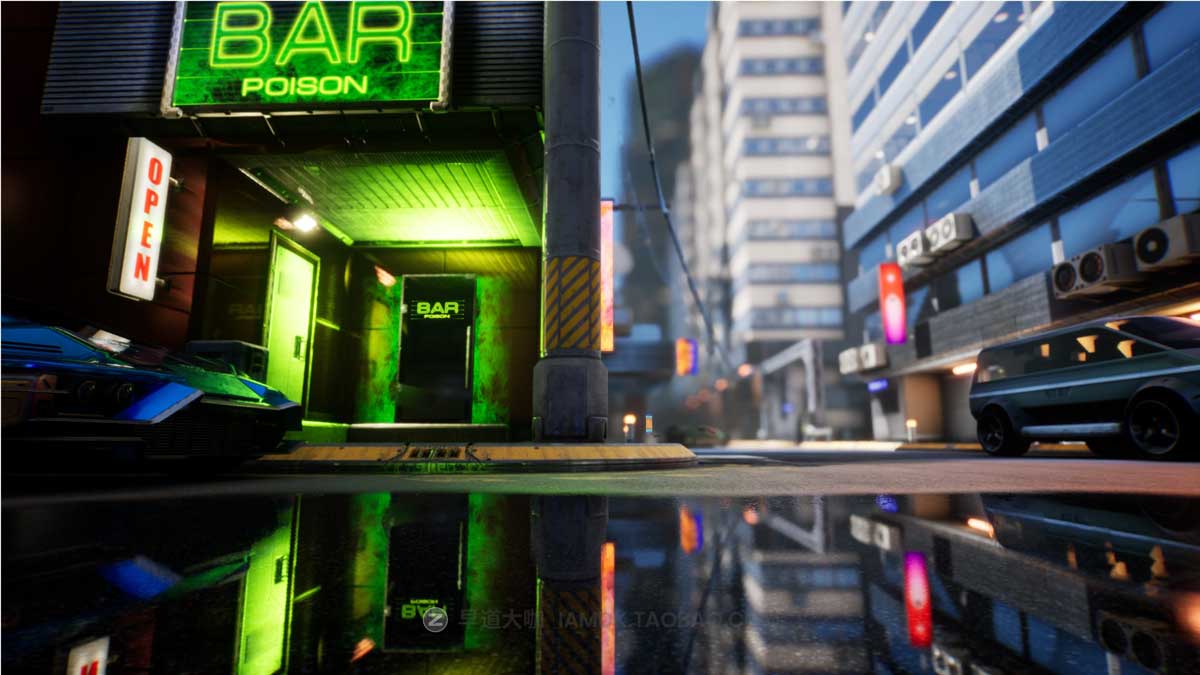 UE模型 未来科幻赛博朋克风城市街道高楼3D模型设计素材 Cyberpunk Street Assets_img_1