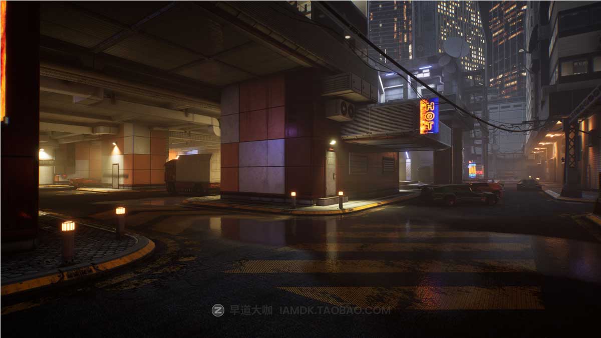 UE模型 未来科幻赛博朋克风城市街道高楼3D模型设计素材 Cyberpunk Street Assets_img_1