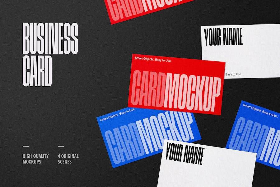 时尚品牌Logo设计商务个人名片卡片展示贴图PSD样机模板 Business Card Mockups_img_1