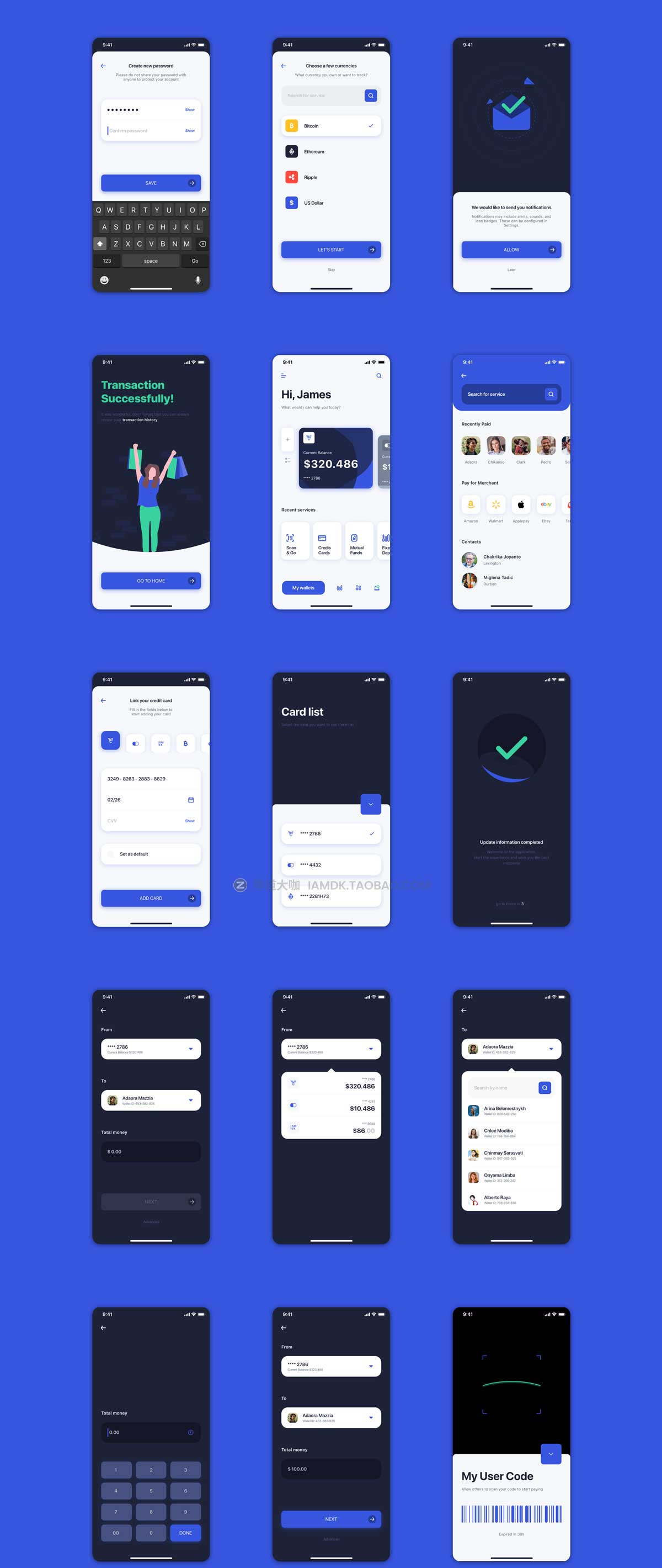 40屏高级现代极简加密钱包银行理财软件APP界面设计UI套件 Grace - Banking App UI Kit_img_1