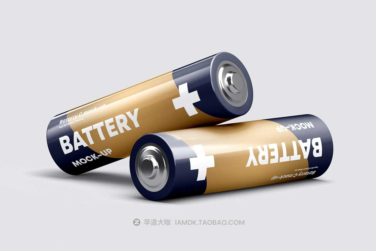 逼真5号碳性蓄电池干电池设计展示效果图PSD样机模板素材 Battery AA Mock-up_img_1