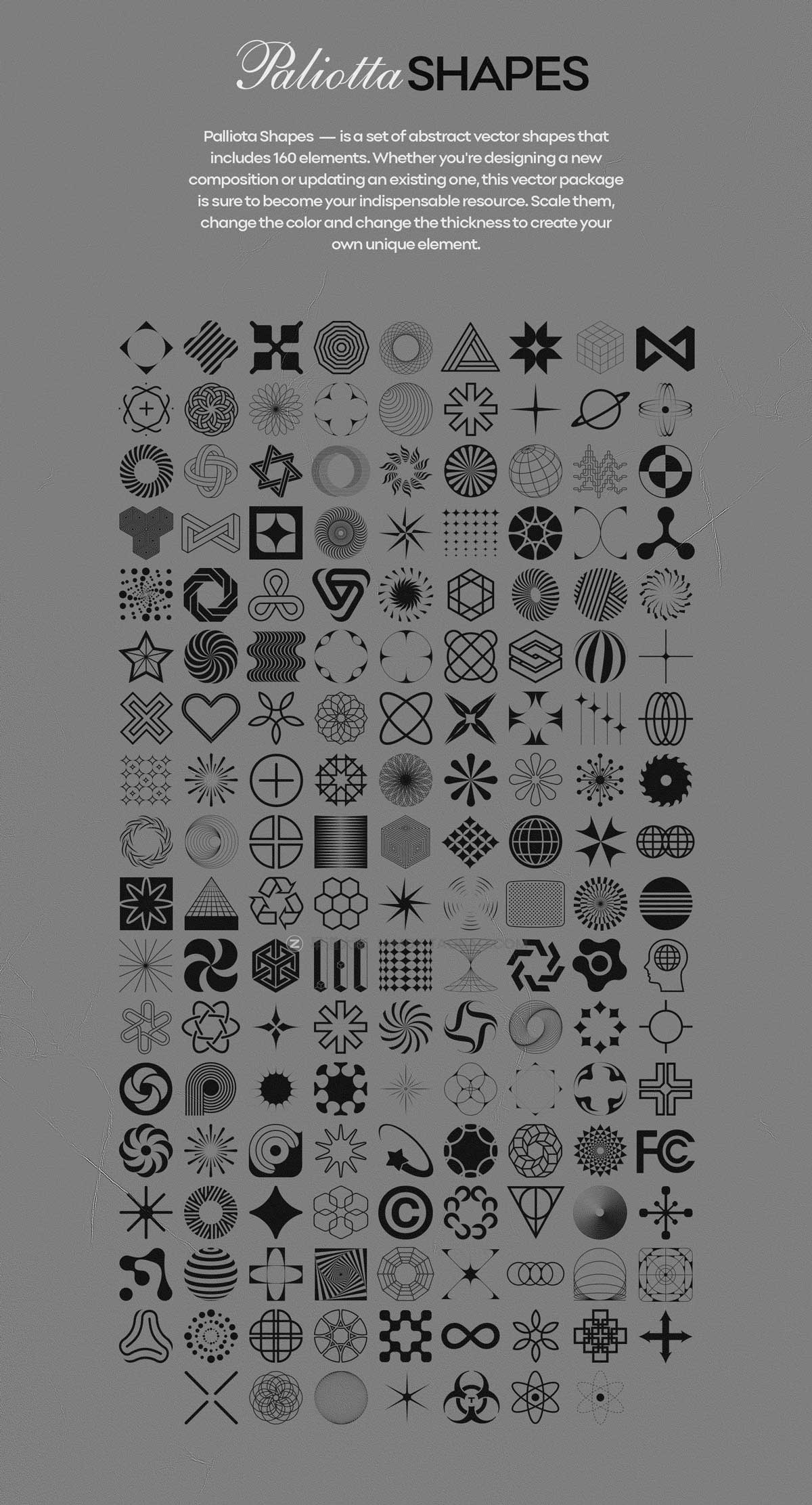 160款复古Y2K风酸性抽象艺术几何图案AI矢量设计素材包 Abstract Shapes Vector Pack_img_1