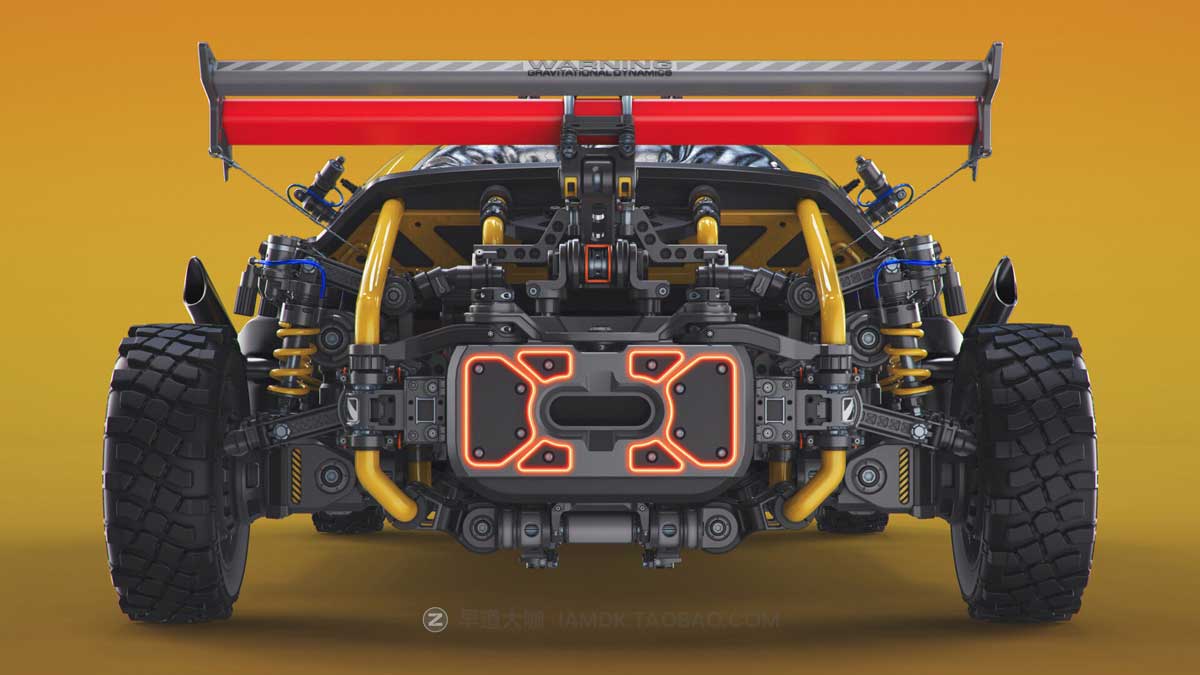 未来科幻赛博朋克超级跑车赛车小汽车3D模型MAX/FBX/OBJ/MTL格式 Kitbash Buggy Concept_img_1