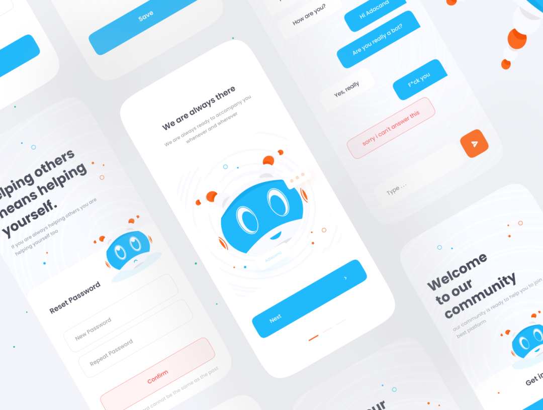 30+屏AI智能聊天机器人APP界面设计UI套件包 Adacana - Chat BOT Apps UI KIT_img_1