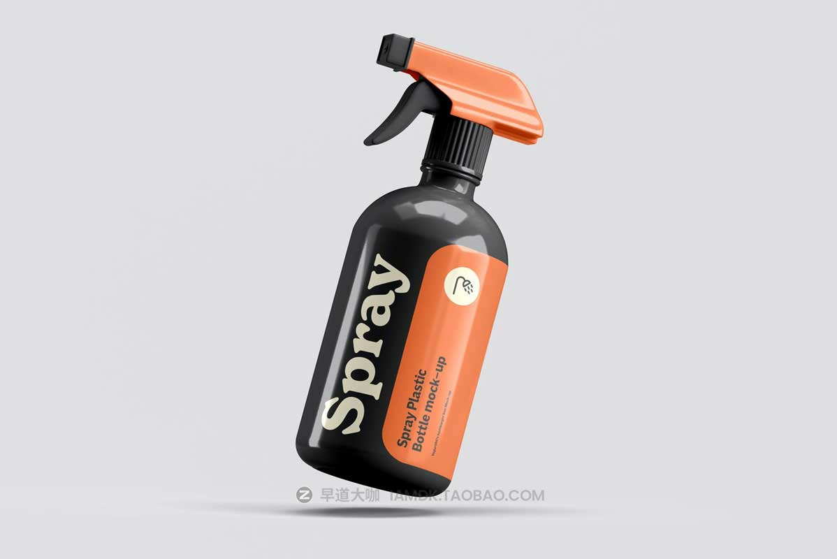 6款逼真液体清洁剂喷雾瓶外观设计展示效果图PSD样机模板 Spray Bottle Mock-up_img_1