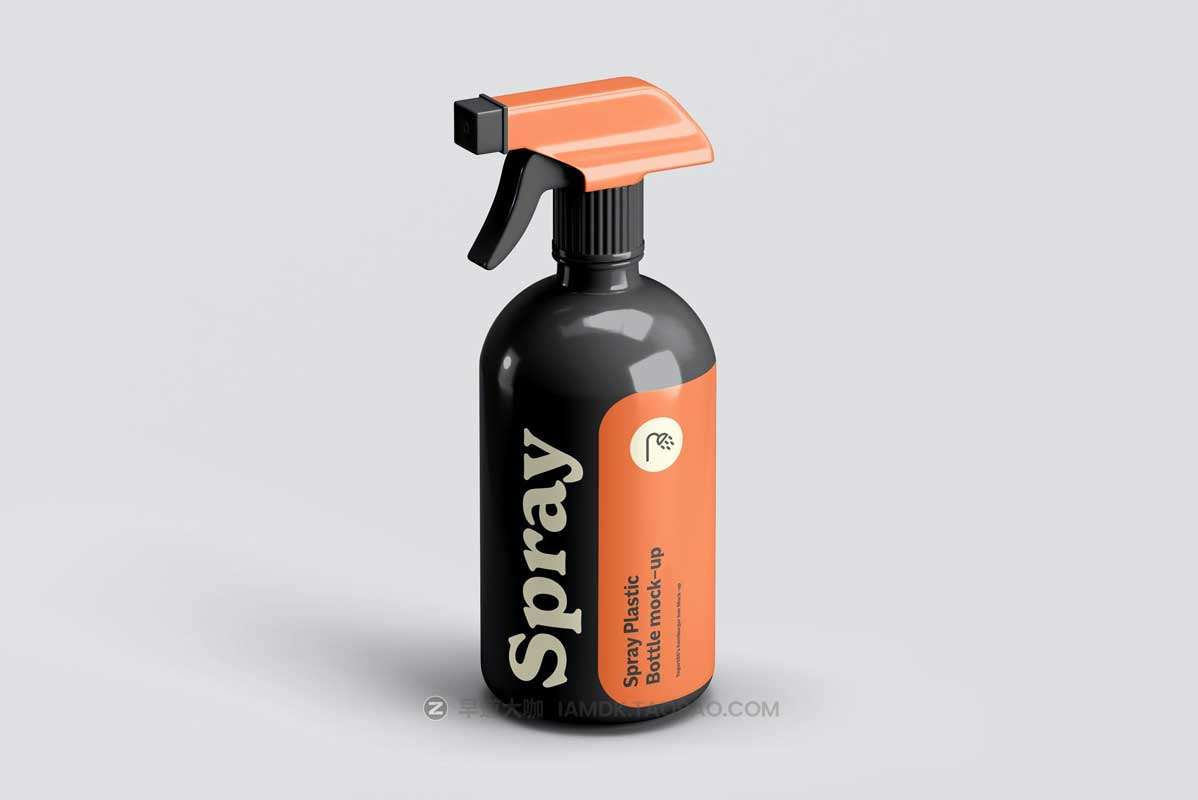 6款逼真液体清洁剂喷雾瓶外观设计展示效果图PSD样机模板 Spray Bottle Mock-up_img_1