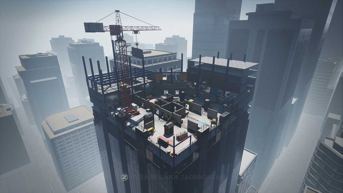 UE模型 模块化CF射击游戏城市高楼场景3D模型素材包 Skyscraper Modular FPS Map_img_1