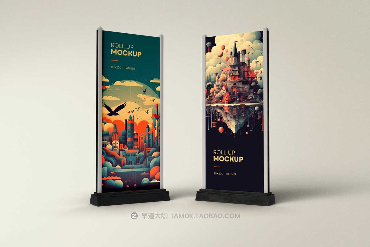 6款逼真促销广告海报易拉宝设计PS展示贴图样机模板素材 RollUp Banner Mockup_img_1