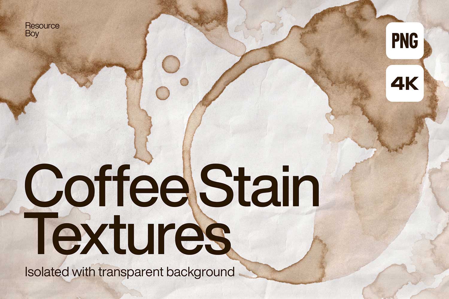 100款4K高清咖啡色水渍污渍PNG免抠图背景图片设计素材包 100 Coffee Stain Textures_img_1