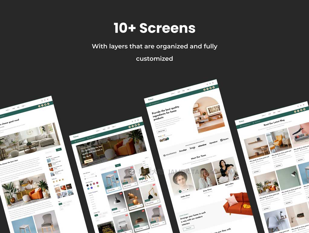 10+屏在线家具销售商城网站界面设计Figma模板套件素材 Future - Furniture Store Website UI Kit_img_1