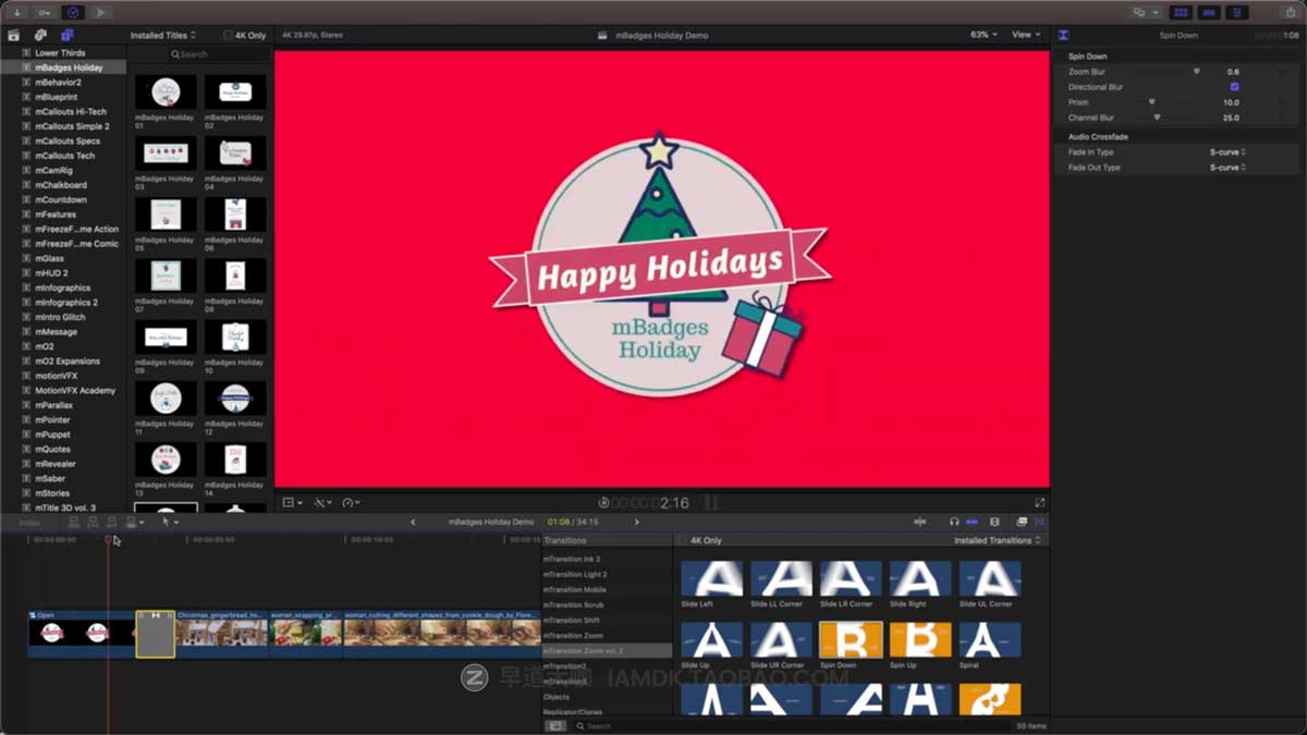 Fcpx插件 30种假期节日主题气氛标签徽章动画预设包 MotionVFX - mBadges Holiday_img_1