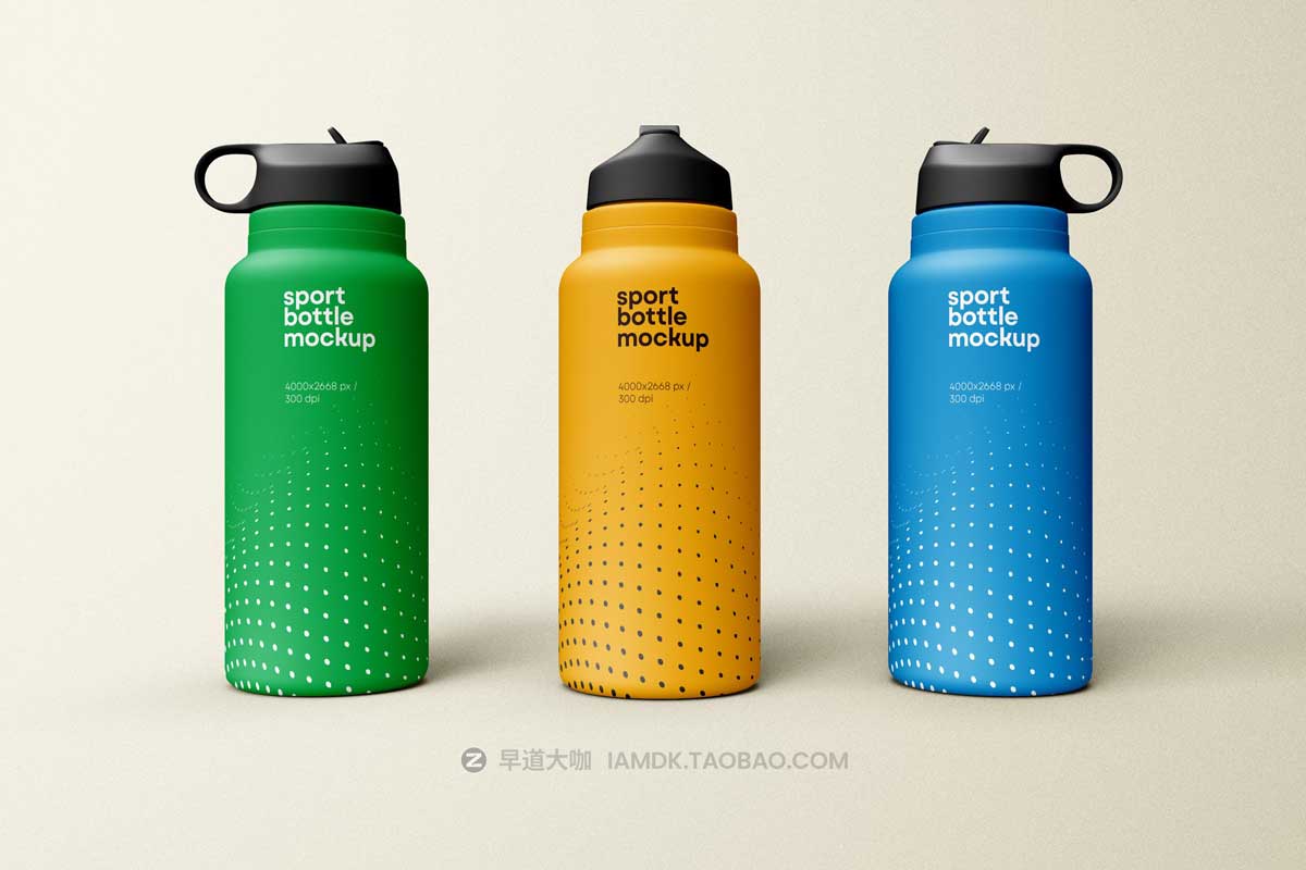 7款时尚运动铝合金保温水杯设计展示贴图PSD样机模板素材 Sport Water Bottle Mockup_img_1