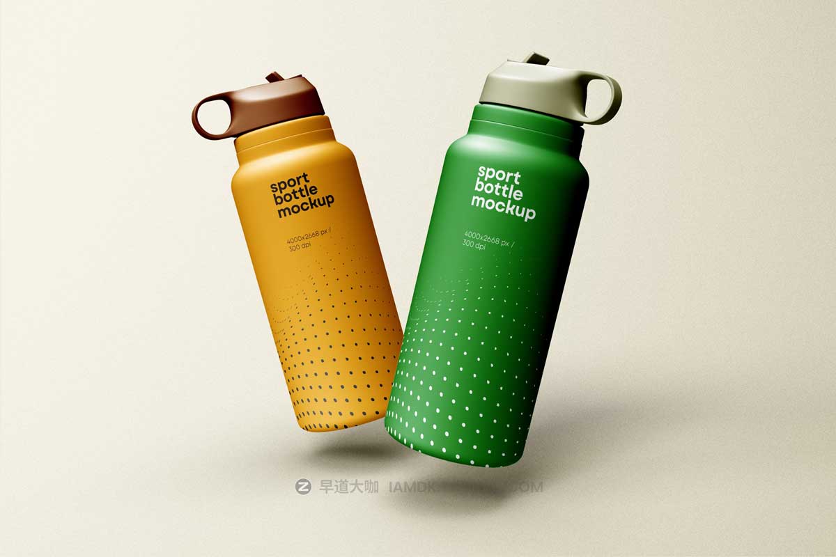 7款时尚运动铝合金保温水杯设计展示贴图PSD样机模板素材 Sport Water Bottle Mockup_img_1