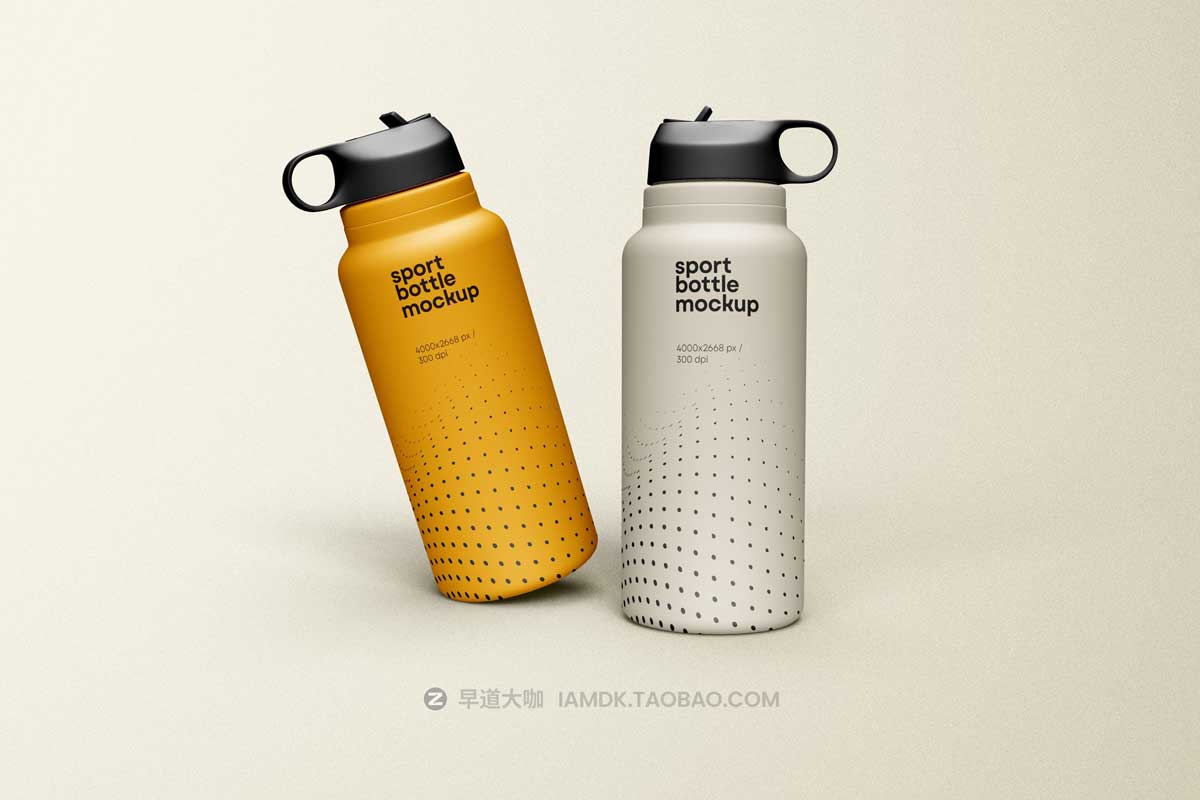 7款时尚运动铝合金保温水杯设计展示贴图PSD样机模板素材 Sport Water Bottle Mockup_img_1