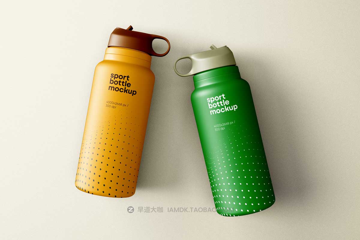 7款时尚运动铝合金保温水杯设计展示贴图PSD样机模板素材 Sport Water Bottle Mockup_img_1