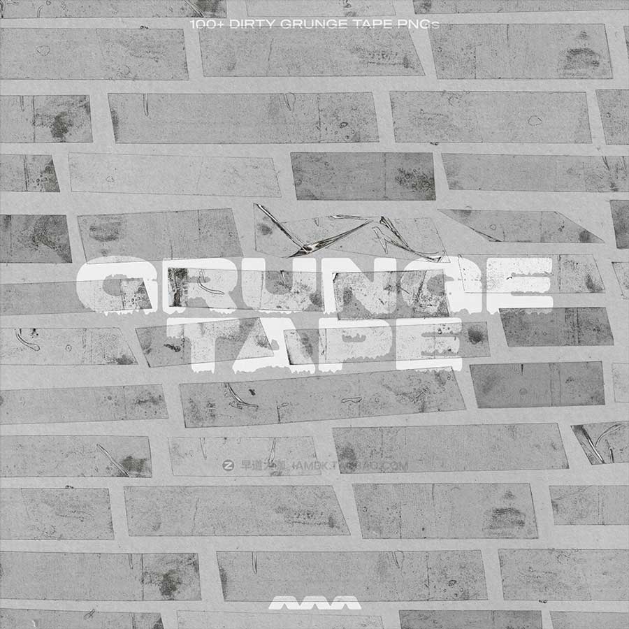 100+复古做旧褶皱划痕撕裂透明塑料胶带PNG免抠图设计素材 Grunge Tape by StudioAAA_img_1