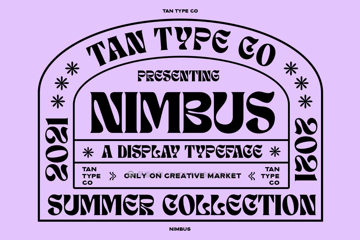 60年代复古迷幻酸性逆反差海报标题设计PSAI英文字体安装包 TAN - NIMBUS Typeface_img_2