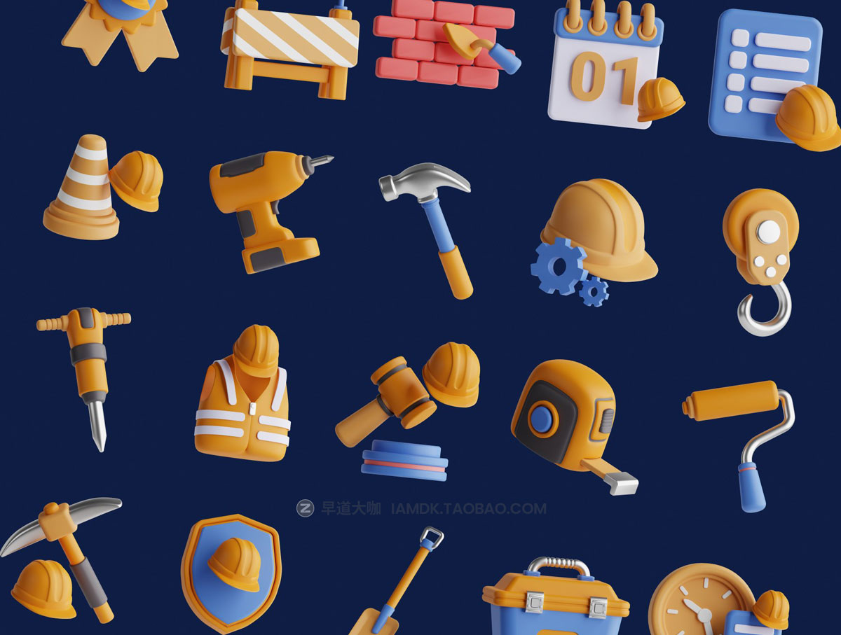 20款卡通有趣劳动节主题3D三维图标Icons设计素材合集 Labour Day 3D Icon Set_img_1