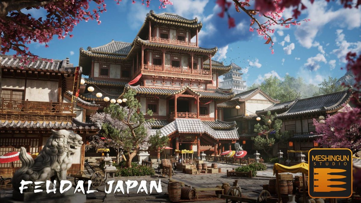 UE模型 复古封建社会日本和风城市寺庙楼阁建筑3D素材包 Unreal Engine - Feudal Japan Megapack_img_1