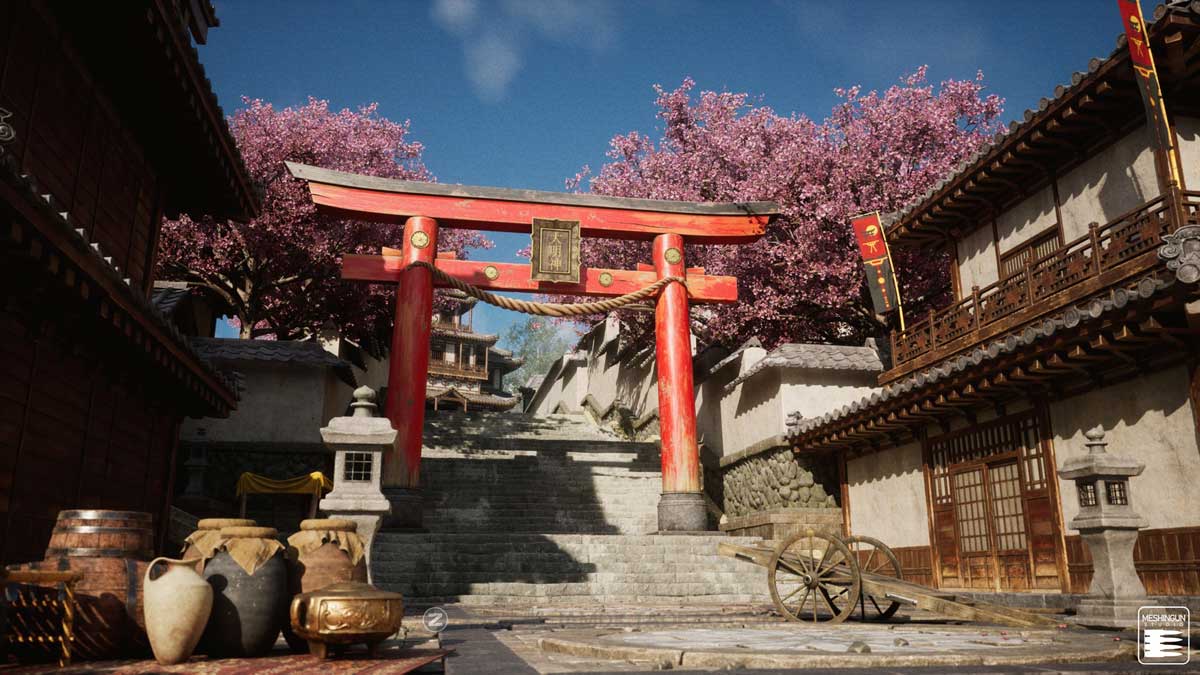 UE模型 复古封建社会日本和风城市寺庙楼阁建筑3D素材包 Unreal Engine - Feudal Japan Megapack_img_1