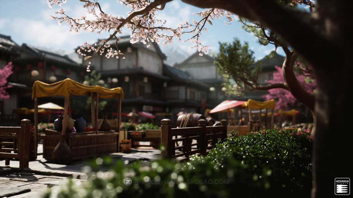 UE模型 复古封建社会日本和风城市寺庙楼阁建筑3D素材包 Unreal Engine - Feudal Japan Megapack_img_1