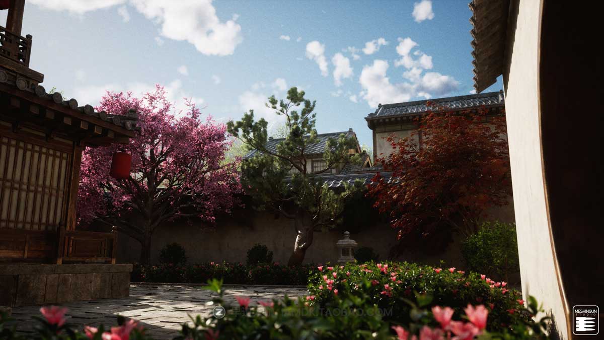 UE模型 复古封建社会日本和风城市寺庙楼阁建筑3D素材包 Unreal Engine - Feudal Japan Megapack_img_1