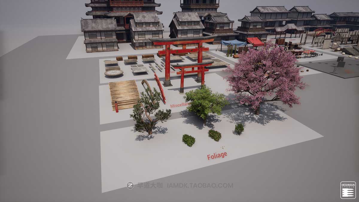 UE模型 复古封建社会日本和风城市寺庙楼阁建筑3D素材包 Unreal Engine - Feudal Japan Megapack_img_1