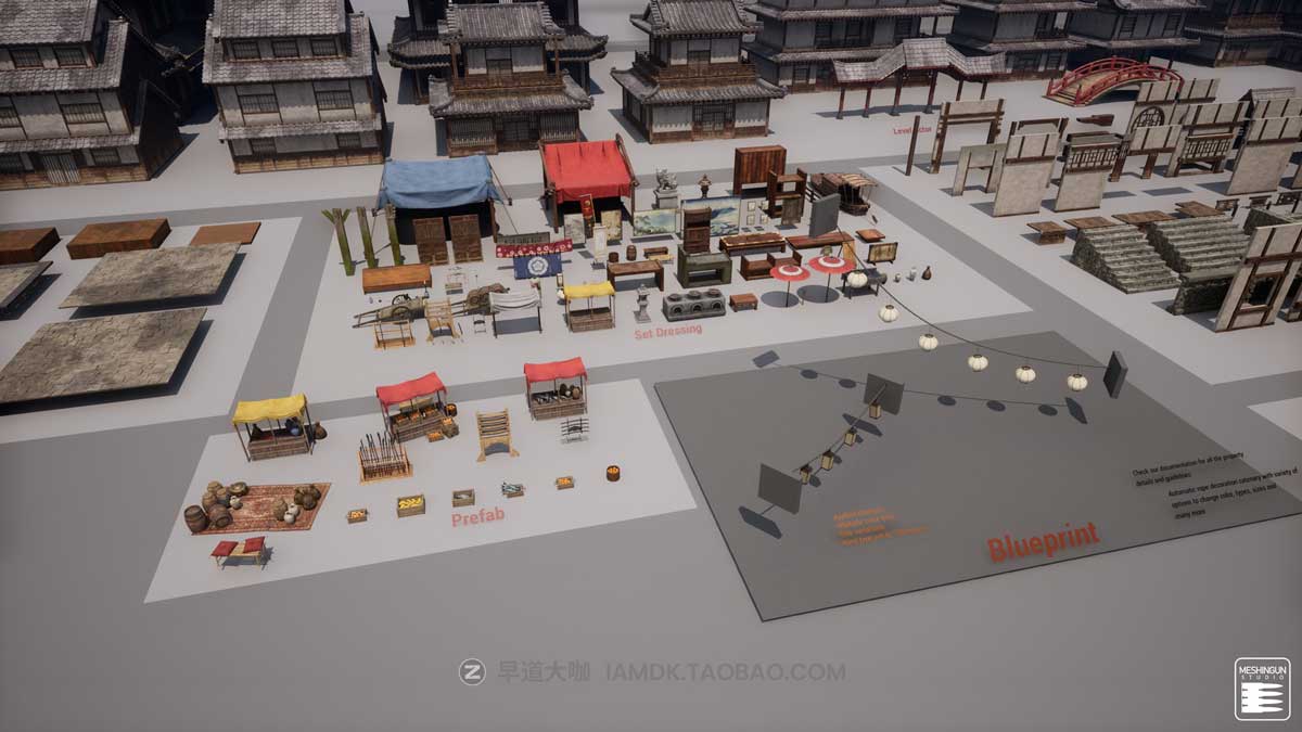 UE模型 复古封建社会日本和风城市寺庙楼阁建筑3D素材包 Unreal Engine - Feudal Japan Megapack_img_1