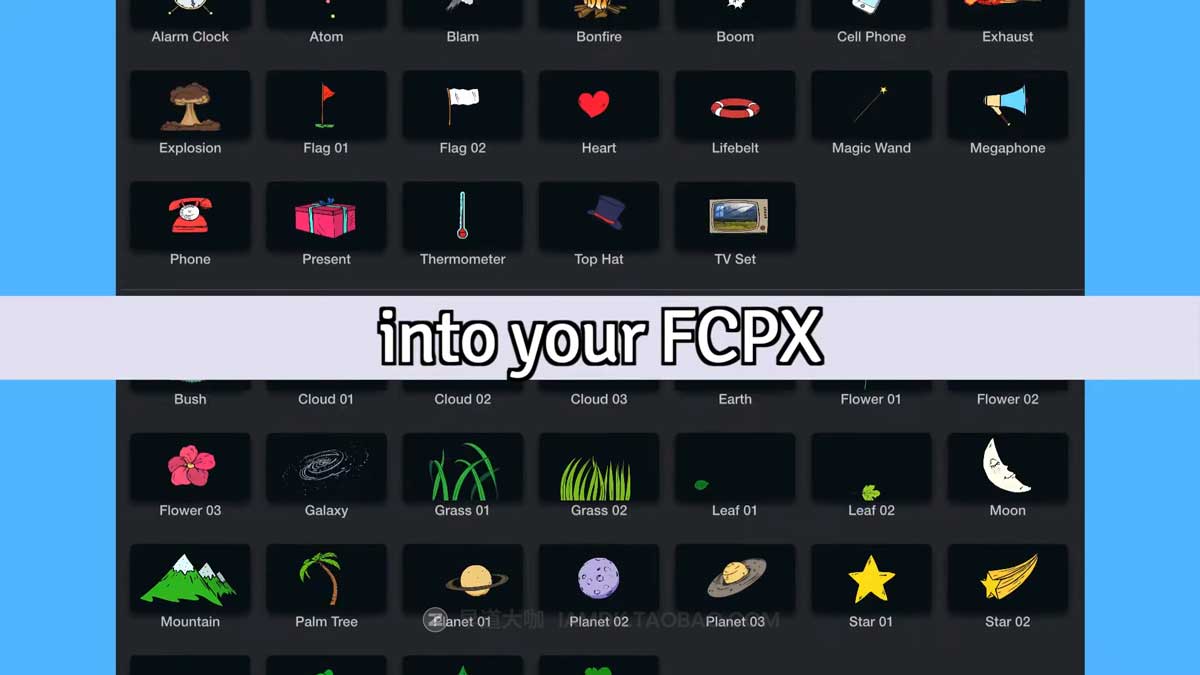 Fcpx插件 155组可爱手绘卡通风格涂鸦插图动画设计素材合集 MotionVFX - mDoodle_img_1