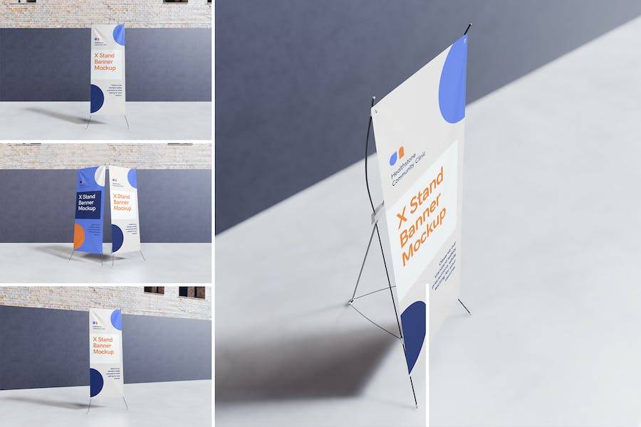 时尚商业广告海报X展架设计展示效果图PSD样机模板素材 X-Stand Banner Mockup_img_1