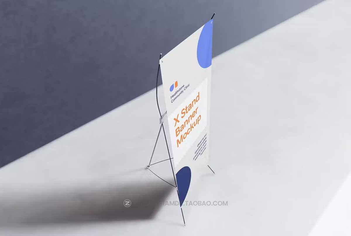 时尚商业广告海报X展架设计展示效果图PSD样机模板素材 X-Stand Banner Mockup_img_1