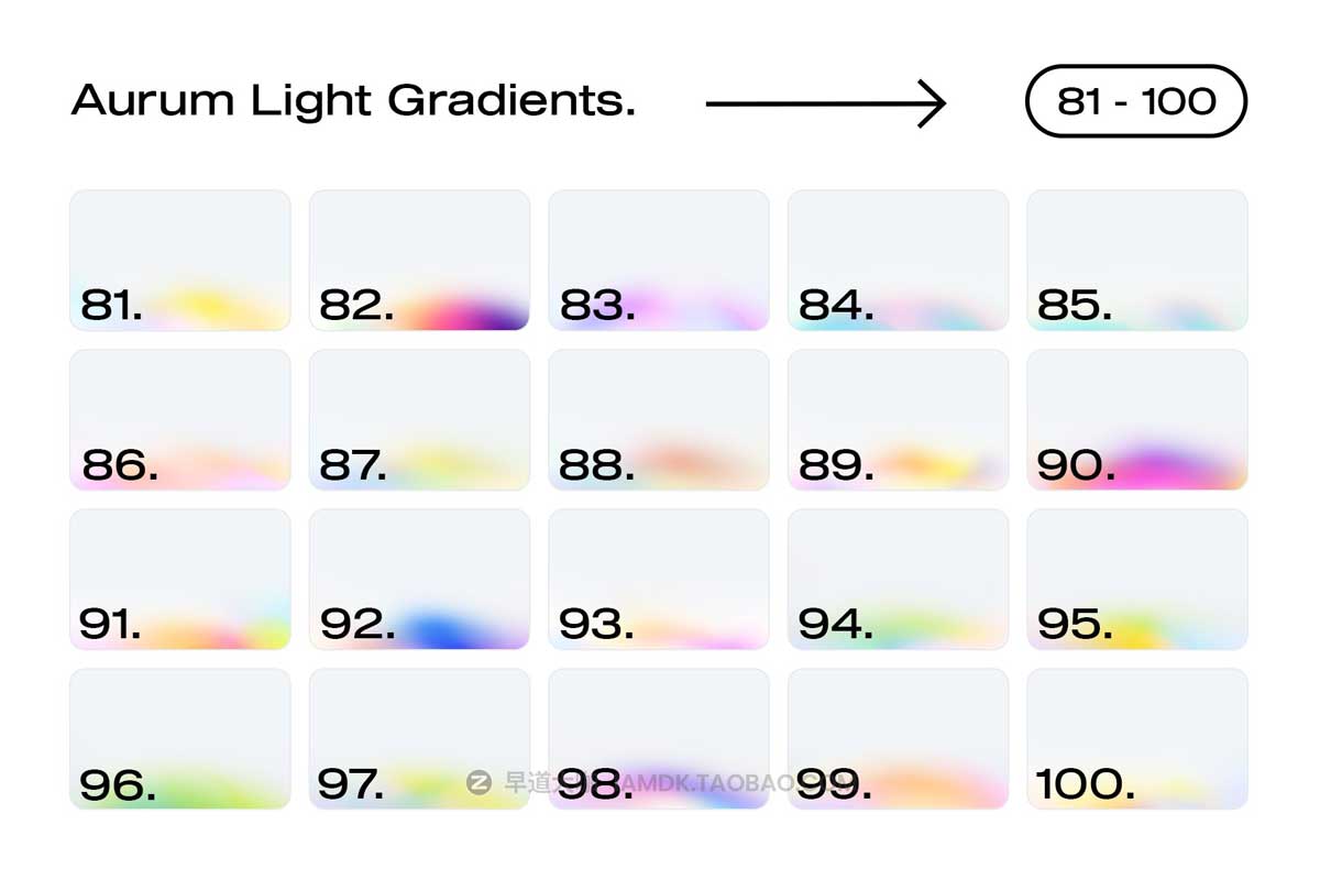 100款幻彩未来科技梦幻弥撒光晕视觉冲击颗粒噪点肌理渐变背景素材 100 Aurum Light Gradients Collection_img_1